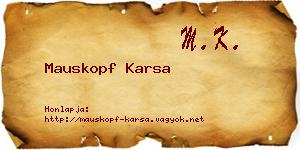 Mauskopf Karsa névjegykártya